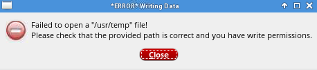 Example of an error message