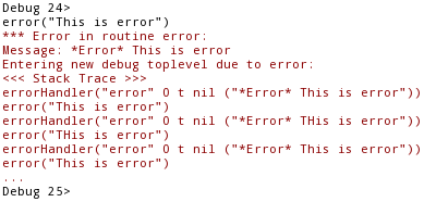 Output of the error() function