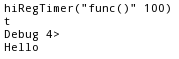Example of running hiRegTimer() function in CIW